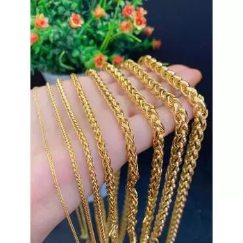 Vietnam Alluvial Gold Necklace Women s Artificial Golden Collarbone Chopin Chain Brass Plated 24K Long Time No Fading Jewelry Chopin is about 1.5m thick and about 50cm long.
