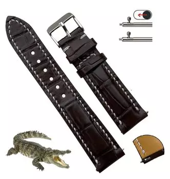[vietnamcreations] 20 мм ремешок для часов из крокодиловой кожи утки коричневого цвета, сшитый вручную, быстросъемный сменный ремешок для часов из крокодиловой кожи ручной работы, мужская ручная работа