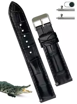[vietnamcreations] 22 мм черный ремешок для часов из крокодиловой кожи, быстросъемный сменный ремешок для часов с застежкой на запястье, ручная работа, мужская ручная работа