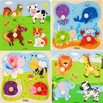 VIGA Bebe Infant Wood Tour Puzzle 4 комплекта, 1 комплект, 4 предмета, лучший пазл для малышей в Корее