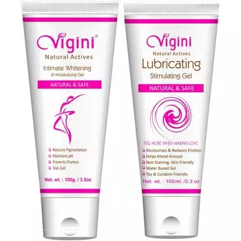 Vigini Natural Длительное время действия Смазывающая смазка Лубрикант на водной основе Не оставляющий пятен Смываемый Гель-смазка, 100 мл Х Упаковка из 2 штук