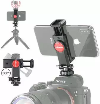 VIJIM Camera Smartphone Holder Set Smartphone Tripod Mount with Hot Shoe Mount Thread Tripod 360 Degree Rotation Stick Suitable for Companion 1/4