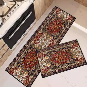 VIKAMA1/2PCS ковер из богемского хрусталя с бархатом в стиле ретро с геометрическим узором в полоску, нескользящий коврик для пола на балконе, крыльце, домашний декор 1PC 40X60CM