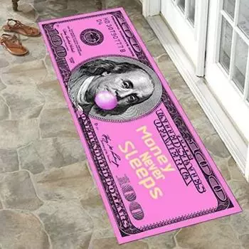 VIKAMA Черное золото 100-долларовая купюра Кухонный коврик для пола Домашний декор Коврик для входной двери Прихожая Балкон Длинный ковер Спальня Прикроватный коврик для ног 40x120cm 16x47inch