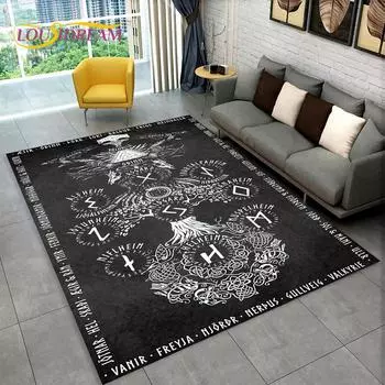 Викинг-скандинавская мифология Иггдрасиль Древо жизни Коврик, Коврик для гостиной Спальня Диван Коврик Декор, Нескользящий напольный коврик 40x60cm(15x23in)