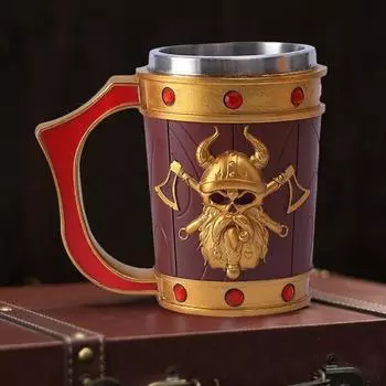 Викинг средневековая пивная кружка кружка из нержавеющей стали большой емкости кофейная чашка готическая мифология декоративная посуда подарок для мужчин вечеринка на Хэллоуин