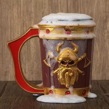 Викинг средневековая пивная кружка кружка из нержавеющей стали большой емкости кофейная чашка готическая мифология декоративная посуда подарок для мужчин Хэллоуин разноцветный