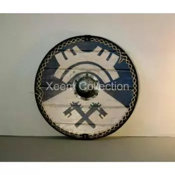 Викинг средневековый круглый деревянный ларп из стали изношенного дерева скандинавский аутентичный