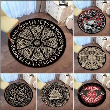 Viking Vegvisir круглый коврик ковер для йоги Нескользящий детский ковер для прихожей прикроватный кухонный ковер напольный коврик для детской комнаты 60cmx60cm