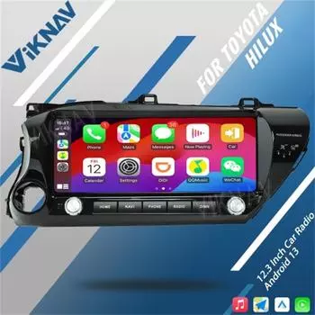 Viknav 12,3-дюймовый автомобильный радиоприемник для Toyota Hilux 2015-2023 128 ГБ беспроводной Carplay автомобильный GPS-навигатор мультимедийный плеер головное устройство 128GB Radio