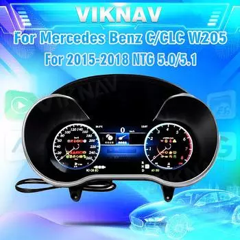 Viknav 12,3-дюймовый цифровой кластерный автомобильный измеритель скорости для Mercedes Benz C/GLC W205 2015-2018 Linux System Screen Instrument Replacement (НТГ5.0/5.1) чёрный