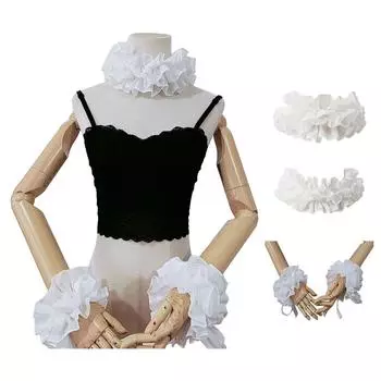 Викторианцы Ренессанс Воротник с оборками на запястьях Манжеты из винтажного шифона Стойка Ложный воротник Чокеры Колониальный костюм 3 белый