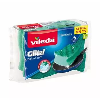 Vileda Glitzi Pur Active Зеленая полиуретановая губка для мытья посуды 60 x 4 x 90 см (2 единицы)