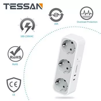 Вилка 1/2/3, немецкий удлинитель, 2 USB-разъема, 5 В, 2 А, Россия, Украина, Казахстан, Европейский стандарт