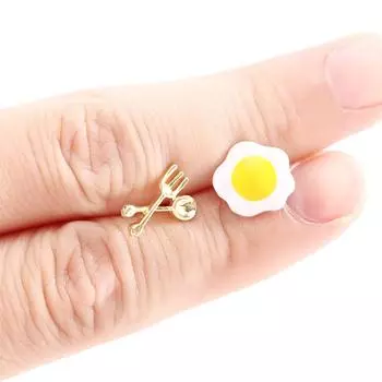 Вилка 925 пробы Серебряная игла для девочек асимметричные серьги-гвоздики женские подарочные серьги модные ювелирные изделия egg