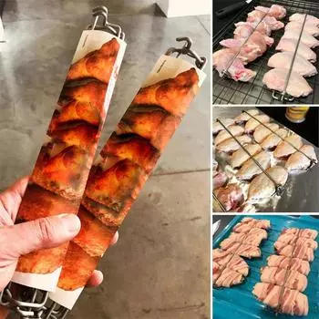 Вилка для барбекю для куриных крылышек, направляющие из нержавеющей стали для гриля куриных крылышек, многоцелевые шампуры для жарки на открытом воздухе, инструмент для кемпинга