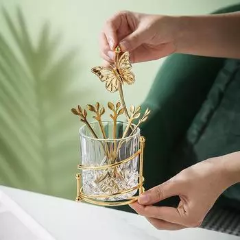 Вилка для фруктов, десертная вилка, 6 шт., набор вилок и банок для хранения, вилка из нержавеющей стали, изысканная посуда, практичная кухонная утварь