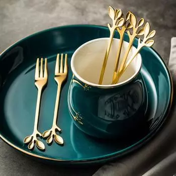 Вилка для фруктов Десертная вилка 6 шт. Набор вилок и банок для хранения Вилка из нержавеющей стали Простая посуда в скандинавском стиле Практичная кухонная утварь