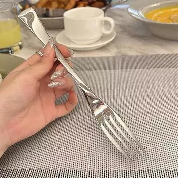 Вилка для фруктов из нержавеющей стали, вилка для десерта, вилка для салата, экологически чистые четырехзубчатые вилки для ужина, вилка в западном стиле, кухонный инструмент для барбекю onesize