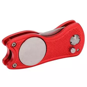 Вилка для гольфа Green из нержавеющей стали, складной инструмент для ремонта дырок в гольфе с кнопкой MagneticRed