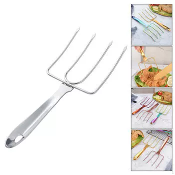 Вилка для индейки из нержавеющей стали, вилка для гриля для стейков, экономящая место, профессиональный подъемник для птицы Argent