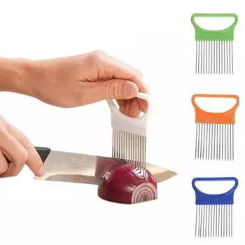 Вилка для лука из нержавеющей стали, овощерезка, резак для помидоров, металлическая игла для мяса, кухонные принадлежности оранжевый