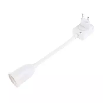 Вилка европейского стандарта для патрона E27, гнездо для лампочки с выключателем, гибкий цоколь лампы, адаптер для настольной лампы белый