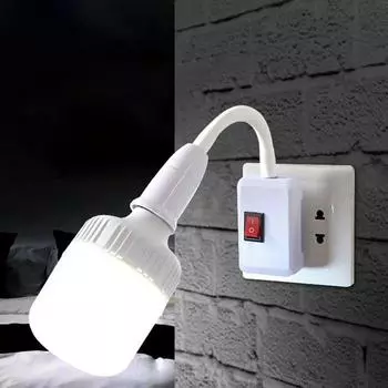 Вилка европейского стандарта для патрона E27, гнездо для лампочки с выключателем, гибкий цоколь лампы, адаптер для настольной лампы белый