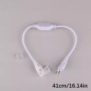 Вилка европейского стандарта для светодиодной ленты Cob 220 В, блок питания, быстрый разъем с кнопочным переключателем, кабель для ленты Cob IP67 10 мм 41cm