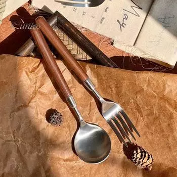 Вилка из нержавеющей стали, ложка, детская посуда, не содержит BPA, ручка из АБС-пластика, столовые приборы для дома, отеля, кухни, обедов, пикников, кемпинга, свадебных приемов B