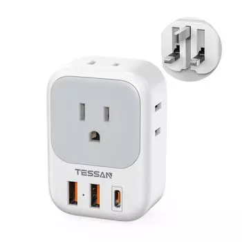 Вилка-переходник типа bf TESSAN складная, для международных перевозок, вилка-переходник bf, 4 розетки переменного тока, 1 и 2 преобразователя, Сингапур, Гонконг, Великобритания