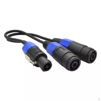 Вилка разветвителя PA 0,3 м на 2 гнездовых кабеля для подключения динамиков, черный