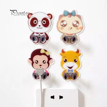 Вилка розетки, крючок, держатель, вешалка с милым животным узором, домашний настенный декор 4#