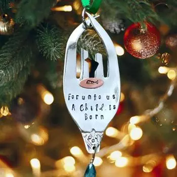 Вилка Рождественские украшения ручной работы деревенский Святое семейство Рождественская елка Декор Подвесной религиозный вилка Украшение для