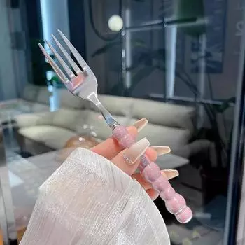 Вилка с жемчужной ручкой для десерта, бытовая вилка для стейка из нержавеющей стали, вилка для салата, десертная вилка для пасты, кухонные принадлежности, гаджеты фиолетовый