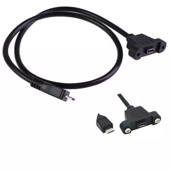 Вилка удлинительного кабеля к установочному винту гнездовой панели Micro USB2.0 с 0.3m чёрный