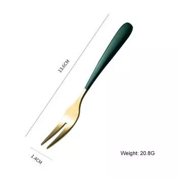 Вилки для коктейлей из нержавеющей стали, вилки для дегустации закусок, вилки для еды тортов и фруктов 14 cm * 2 cm * 2 cm зелёный