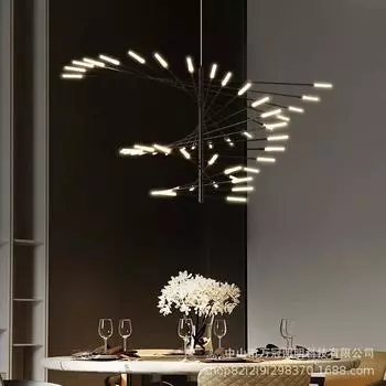 Вилла Дуплекс светодиодная люстра подвесная регулируемая золотисто-черная осветительная арматура художественный фейерверк форма свет для дома гостиная кухня Cold White