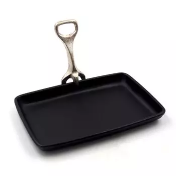 Village Blacksmith Cast iron IH compatible solo iron plate with handle Perfect size for TSBBQ peg MADE IN JAPAN stove! (27cm) чёрный