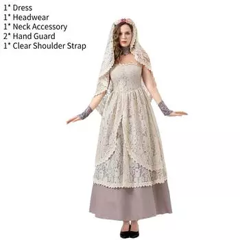 Village Vampire Angie Brides Cosplay Costume Party Stage Performance Dress Lace S