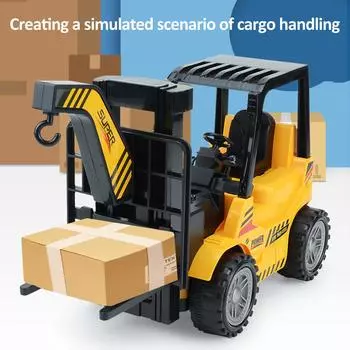 Вилочный погрузчик с дистанционным управлением, 6-канальный электрический вилочный погрузчик с дистанционным управлением и подсветкой, перезаряжаемый жёлтый