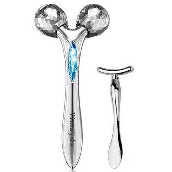 Vimaydo роликовый массажер для лица Beauty Roller для маленького лица без подзарядки слабый унисекс глаза Y-образные лица и тело, 3D, обязательно, водонепроницаемый, микроток, серебряный