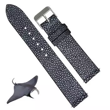 [vinacreations] 18 мм черный ремень для часов Garusha сменный ремешок для часов из кожи ската плоский и тонкий ремень ремень из кожи ската с пряжкой на запястье
