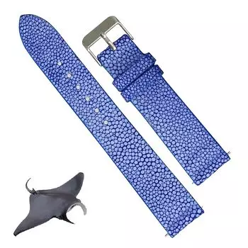[vinacreations] 18mm navy blue garusha watch belt Stingray leather replacement watch band flat and thin belt stingray leather belt With wrist buckle