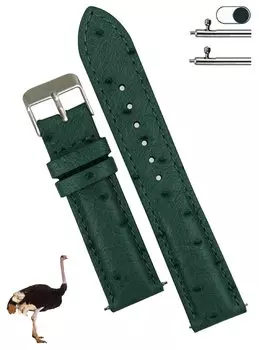 [vinacreations] 20 мм зеленый ремешок для часов из страусиной кожи, быстросъемный сменный ремешок для часов ручной работы для мужчин с запястьем