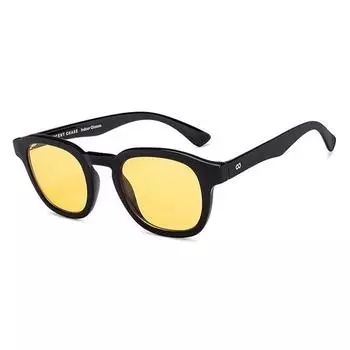 Vincent Chase от Lenskart | Черно-желтая круглая оправа с полной оправой | Очки для помещений | 100% защита от УФ-излучения | Для мужчин и женщин | Большие | VC S17433