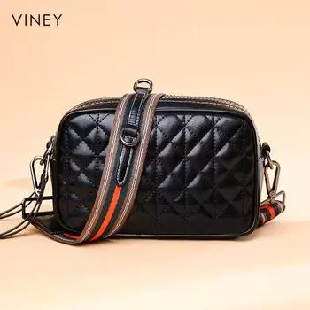 Viney New Fashion Leather Diamond Plaid Black Women s Bag Black