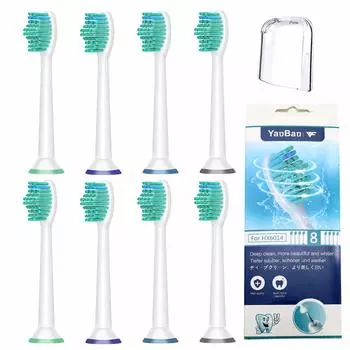 VINFANY Replacement Brush Compatible Philips Electric Toothbrush White Plus Stain Removal Regular Size Diamond Clean Brush HX6064 pieces with (8