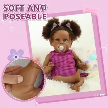 Виниловая черная кожа Grin 3D имитация кожи кукла-младенец полностью мягкая на клею 20 дюймов кукла Rebirth 55cm розы красного