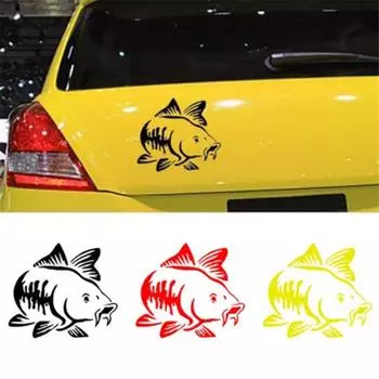 Виниловая наклейка для автомобиля для рыбалки на карпа, художественная наклейка для каяка, автомобиля для рыбалки, грузовика, лодки, в племенном стиле жёлтый